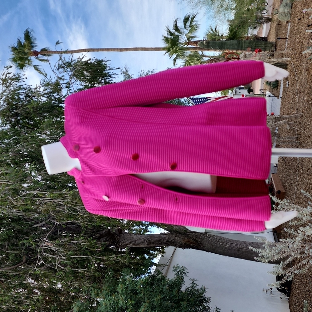 GIORGIO ARMANI Fuchsia Wool Blazer 46 Minimalist Cadet Jacket 90s Italy VINTAGE - Picture 12 of 16